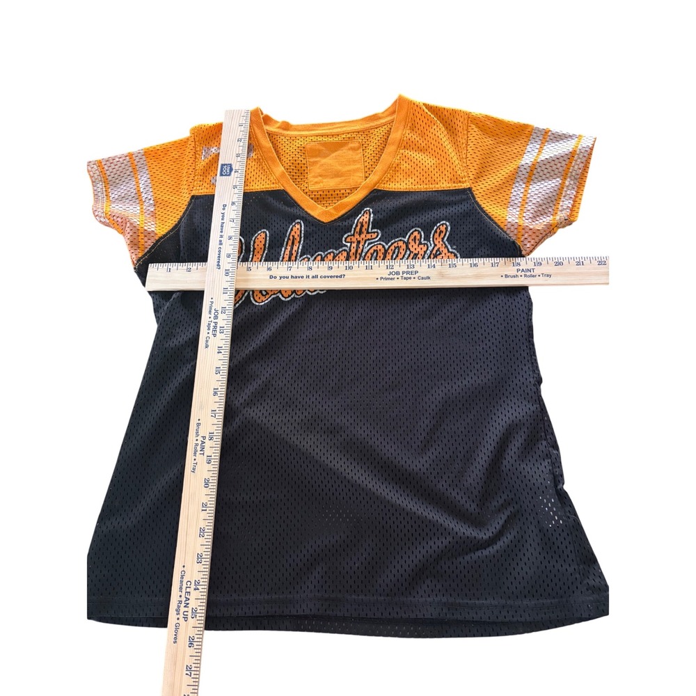 Tennessee Volunteers Mesh Jersey Top Black Orange V-Neck Short Sleeve Women UT-L